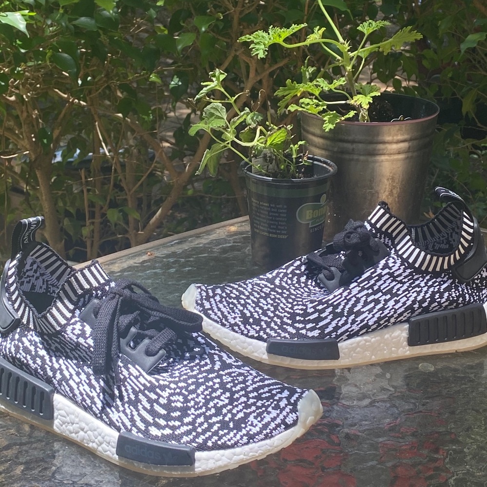 Adidas NMD_R1 Black & White Primeknit Sneakers - Picture 14 of 14